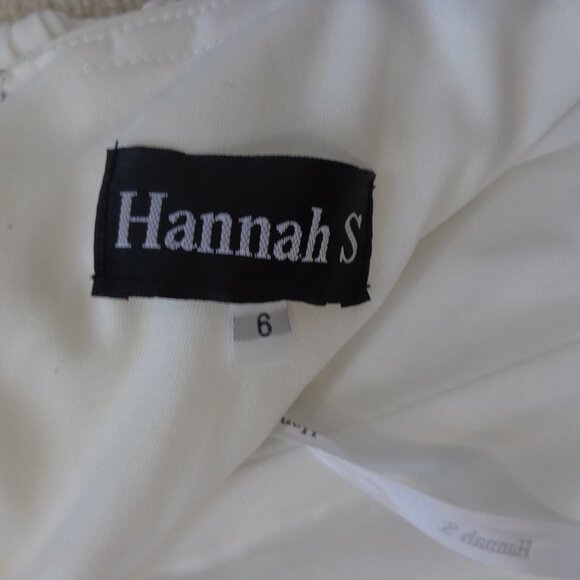 Hannah S Ladies‎ Beautiful White Beaded One Shoulder Strap Ruched Dress Size 6 - Picture 4 of 7